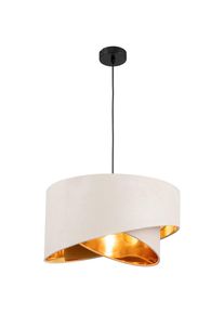 Novel H&auml;ngeleuchte, Wei&szlig;, Goldfarben, Metall, Textil, Wellen, zylindrisch, 130 cm, RoHS, ISO 9001, Bsci, CE, Lampen & Leuchten, Innenbeleuchtung, H&auml;ngeleuchten, Pendelleuchten