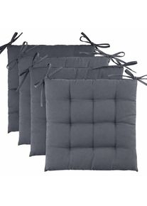 Boxxx Sitzkissenset, Grau, Textil, 4-teilig, Uni, F&uuml;llung: Schaumstoff, Vlies,Schaumstoff, Vlies, quadratisch, 40x40x5 cm, formstabil, mittels B&auml;ndern zu befestigen, Heimtextilien, Wohntextilien, Sitzkissen