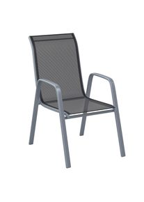Ambia Garden Stapelstuhl, Schwarz, Silberfarben, Metall, Kunststoff, Textil, Flachrohr, 54x93x74 cm, stapelbar, Gartenm&ouml;bel, Gartensessel, Stapelsessel