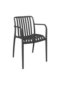 Ambia Garden Stapelsessel, Grau, Kunststoff, Rundrohr, 55x81x57 cm, stapelbar, inklusive Armlehnen, Gartenm&ouml;bel, Balkonm&ouml;bel, Balkonst&uuml;hle