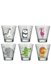 Leonardo Kinder-Gl&auml;serset, Mehrfarbig, Transparent, Glas, 6-teilig, 120 ml, 8.5x9x8.5 cm, Gl&auml;ser, Gl&auml;sersets