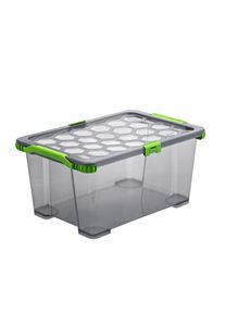Rotho BOX MIT Deckel, Anthrazit, Gr&uuml;n, Kunststoff, 39.5x28x59 cm, Reach, DIN EN ISO 14001, DIN EN ISO 9001, Deckel abnehmbar, Ordnen & Aufbewahren, Dekoboxen & Aufbewahrungsboxen