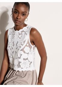 Klassische Bluse Apricot "Bluse", Damen, Gr. XXL (44), wei&szlig;, Strick, Obermaterial: 62% Baumwolle CO. 38% Polyacryl PAN., Blusen Klassische Bluse, H&auml;kelverzierung