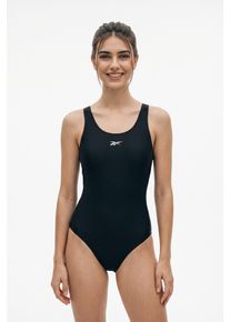 Badeanzug Reebok "Adelia", Damen, Gr. S, N-Gr, schwarz, Obermaterial: 80% Polyamid, 20% Elasthan. Futter: 100% Polyester, Badeanz&uuml;ge Badeanzug, Racer-Back Cut Out, sportlich, schlicht, bequem, Logo vorne