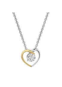 Kette mit Anh&auml;nger Firetti "Schmuck Geschenk Silber 925 Halskette Anh&auml;nger Herz Solit&auml;r Lab Grown", gold (silberfarben, gelbgoldfarben), Halsketten, Damen, 0,2, Diamanten Silber 925 (Sterlingsilber), L: 45 B: 1,1mm, Diamanten, Silber 925 (Sterlingsilber), Kette mit Anh&auml;nger, mit Brillant, B:1,1mm