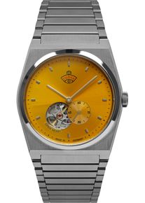 Automatikuhr RUHLA "Space Control Automatik", gelb (silberfarben, gelb), Armbanduhren, Herren, Automatikuhr, Armbanduhr, Herrenuhr, Mechanische Uhr, Saphirglas, Made in Germany