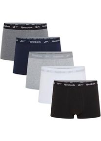 Trunk Reebok "BOYES", Herren, Gr. L, schwarz wei&szlig; blau grau, Obermaterial: 57% Baumwolle, 38% Polyester, 5% Elasthan, eng, Unterhosen Trunk, basic, bequem, atmungsaktiv, mit Logo, breiter Bund, Baumwollmix