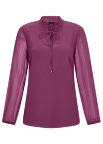 Chiffonbluse GOLDNER "Elegante Jersey-Bluse mit Rundhals", Damen, Gr. 46, pink (beere), Obermaterial: 100% Polyester PES., Modisch, figurumspielend, Gummib&uuml;ndchen, Blusen Chiffonbluse, Gummibund