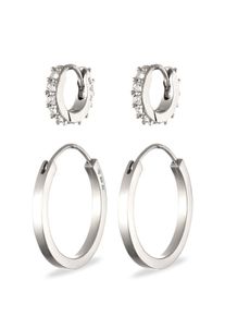 Ohrstecker-Set Elli "Ohrringe Creolen Set Wei&szlig; 925 Sterling Silber, mit Kristallen von Swarovski" Gr. 24, silber, Ohrringe, Damen, Silber 925 (Sterlingsilber), Ohrstecker-Set