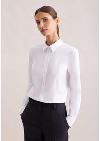 Hemdbluse Seidensticker, Damen, Gr. M (38), wei&szlig;, 93% Polyester, 7% Elasthan, unifarben, regular fit, ohne Ausschnitt, Blusen Hemdbluse, 1/1 Kragen Uni