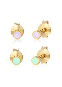 Paar Ohrstecker Elli "Ohrringe Stecker Emaille Basic Set 925 Silber" Gr. 13, gold, Ohrringe, Damen, ohne Stein, Silber 925 (Sterlingsilber), Paar Ohrstecker