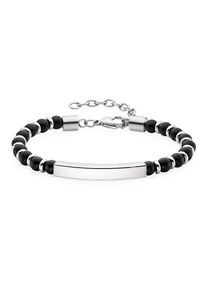 Edelstahlarmband Firetti "Schmuck Geschenk Armkette mit schwarzen Achatkugeln", edelstahlfarben, schwarz, schwarz, Armb&auml;nder, Damen, 27cm, Edelstahl, Edelstahlarmband, mit Achat