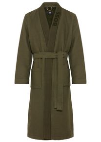 Morgenmantel BOSS "Waffle Kimono" Gr. XL, open gr&uuml;n 348, XL, Obermaterial: 70% Baumwolle, 30% Viskose, Hausm&auml;ntel, Morgenmantel, mit gro&szlig;em BOSS Logo aus Velours