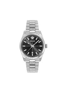 Quarzuhr Versace "MILLENYIUM GENT", silberfarben, schwarz, Armbanduhren, Damen, Quarzuhr, Armbanduhr, Damenuhr, Herrenuhr, Swiss Made, Edelstahlarmband, analog