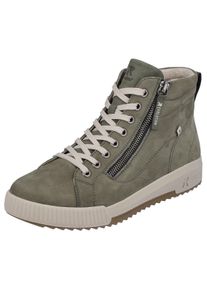 Schn&uuml;rboots RIEKER SPORT, Damen, Gr. 43, gr&uuml;n (khaki), Leder, Schuhe Schn&uuml;rboots, Stiefelette, High Top Sneaker, Freizeitboots mit Rei&szlig;verschluss