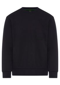 Sweatshirt BOSS Green, Herren, Gr. XL, schwarz (dunkelblau402), Sweatware, Obermaterial: 88% Baumwolle, 12% Polyester, unifarben, relaxed fit normal, Rundhals, B&uuml;ndchen, Sweatshirts Sweatshirt, Rundhalsausschnitt, Relaxed Fit, Logo-Badge