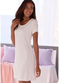 Nachthemd Vivance Dreams, Damen, Gr. 36/38, N-Gr, beige (ecru), Rippware, Obermaterial: 92% Modal (TENCEL&trade;), 8% Elasthan, unifarben, bequem kurz, Rundhals, eingesetzt Babylock, Kleider Nachthemd, aus angenehmer Rippware