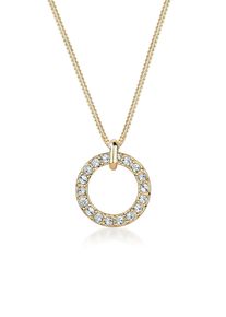 Silberkette Elli "Halskette Kreis Anh&auml;nger 925 Silber, mit Kristallen von Swarovski" Gr. 55, gold, Halsketten, Damen, 55, Silber 925 (Sterlingsilber), Silberkette