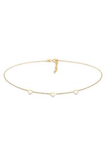Choker Elli "Halskette Choker Herz Cut Out Liebe Romantik 925 Silber" Gr. 36, gold, Halsketten, Damen, ohne Stein, Silber 925 (Sterlingsilber), Choker