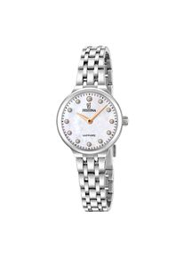 Quarzuhr Festina "Mademoiselle", silber (silberfarben, perlmuttfarben), Armbanduhren, Damen, Quarzuhr, Armbanduhr, Damenuhr, Edelstahlarmband, analog, Zirkonia (synth.)