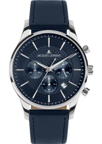 Chronograph Jacques Lemans "London", blau (dunkelblau, blau), Armbanduhren, Herren, Chronograph, Quarzuhr, Armbanduhr, Herrenuhr, analog, Tag, Stoppfunktion
