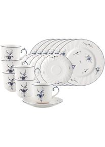 Villeroy & Boch Geschirr-Set VILLEROY & BOCH "Kaffeeservice Vieux Luxembourg 18er Set wei&szlig;-blau", bunt (wei&szlig;, blau), 18, Porzellan, Geschirr-Sets, Geschirr-Set, Sp&uuml;lmaschinengeeignet, Mikrowellengeeignet