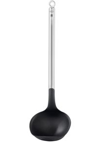 R&ouml;sle Sch&ouml;pfl&ouml;ffel R&Ouml;SLE "Basic Line", silber (silberfarben, schwarz), B:9cm H:7cm, Edelstahl 18/10, Kunststoff, Kochl&ouml;ffel, Sch&ouml;pfl&ouml;ffel, mit Sch&uuml;ttrand und Aufh&auml;nge&ouml;se, sp&uuml;lmaschinengeeignet
