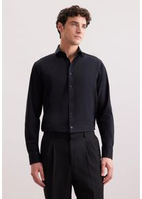 Businesshemd Seidensticker "Schwarze Rose", Herren, Gr. XL (43), normale &Auml;rmell&auml;ngen, schwarz, 91% Baumwolle, 9% Elasthan, unifarben, regular fit, 2-Knopf-Manschette, Hemden Businesshemd, Regular 1/1 Kentkragen Uni