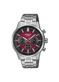 Chronograph CASIO EDIFICE, edelstahlfarben, rot, Armbanduhren, Herren, Chronograph, Quarzuhr, Armbanduhr, Herrenuhr, Edelstahlarmband, analog, Tag