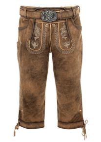 Lederhose GWANDLER "Lederhose MICHELBACH-gespeckt", Herren, Gr. 60, EURO, braun, Obermaterial: 100% Lederfaserstoff LEAFIBTEX., Hosen Lederhose