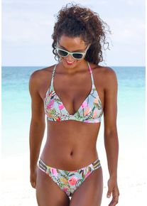 Bikini-Hose s.Oliver "Herbst", Damen, Gr. 36, N-Gr, gr&uuml;n (gr&uuml;n bedruckt), Recycling-Polyamid, floral, Badehosen Bikini-Hose, mit seitlichen B&auml;ndern