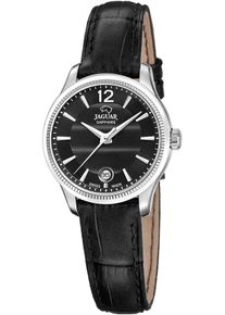 Quarzuhr Jaguar "Essentia", schwarz (schwarz, schwarz), Armbanduhren, Damen, Quarzuhr, Armbanduhr, Damenuhr, Swiss Made, Lederarmband, Saphirglas,Datum