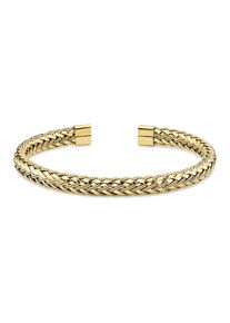 Armspange Firetti "Schmuck Geschenk Edelstahlarmband in geflochtener Optik", gold (gelbgoldfarben), Armb&auml;nder, Damen, 19cm, Edelstahl, Armspange