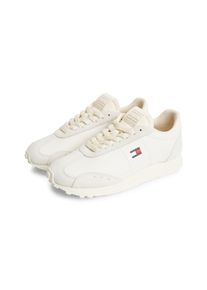 Sneaker Tommy Jeans "RETRO RUNNER ARCHIVE LTR", Damen, Gr. 42, ivory, Leder, Lederimitat, unifarben, Basic, Schuhe Sneaker, Freizeitschuh, Halbschuh, Schn&uuml;rschuh im Retro-Look