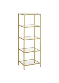 Boxxx Regal, Goldfarben, Metall, Glas, 5 F&auml;cher, 40x124.5x30 cm, Typenauswahl, Beim&ouml;bel erh&auml;ltlich, in verschiedenen Gr&ouml;&szlig;en erh&auml;ltlich, Holzm&ouml;bel, Wohnw&auml;nde Holz, Wohnwand Serien Holz