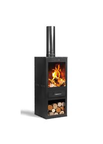 Kaminofen, Schwarz, Metall, 40x150x40 cm, Holzfach, Kleinm&ouml;bel, Kamine & Zubeh&ouml;r, Kamin&ouml;fen
