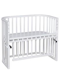 babybay Beistellbett, Wei&szlig;, Holz, Buche, 56.5x79x96 cm, Textiles Vertrauen - Oeko-Tex&reg;, Oeko-Tex&reg; Standard 100, Lattenrost stufenlos h&ouml;henverstellbar, zur Sitzbank umbaubar, sehr stabil, Babym&ouml;bel & Kinderm&ouml;bel, Babyzimmer, Babybetten, Beistellbetten
