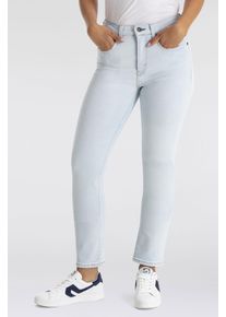 Levi's Straight-Jeans LEVI'S "724 HIGH RISE STRAIGHT", Damen, Gr. 28, L&auml;nge 34, blau (kinda fresh), Denim/Jeans, Obermaterial: 85% Baumwolle, 7% Lyocell, 6% Elastomultiester, 2% Elasthan, straight fit lang, Jeans Straight-Jeans