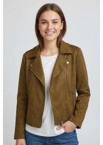 Bikerjacke Only CARMAKOMA "CARSHERRY NEW LIFE BONDED BIKER OTW", Damen, Gr. 54, cognac, Web, Obermaterial: 100% Polyester, unifarben, figurbetont, Jacken Bikerjacke