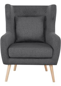 Ohrensessel Home Affaire "Yamuna", grau (anthrazit), H:100cm T:85cm, Sessel, Ohrensessel, mit Sitzpolsterung, Gestell und F&uuml;&szlig;e aus Massivholz, Sitzh&ouml;he 47 cm
