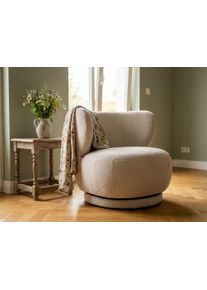 Drehsessel OTTO HOME "ANNELIN, Loungesessel, Clubsessel", creme, B:76cm H:70,5cm T:78cm, pine wood frame, foam, fabric, Sessel, Drehsessel, 360 drehbar, Struktur-Bezug