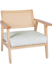 Loungesessel Home Affaire "VILLAINE", beige (creme), B:73cm H:72cm T:68cm, rubber wood frame, plywood, foam, fabric, rattan, Sessel, Loungesessel, Einzelsessel, Rattan-Sessel mit Wiener Geflecht, Cord, Webstoff
