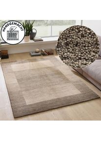 Wollteppich Theko "Gabbeh Super, Handweb, auch als L&auml;ufer erh&auml;ltlich, reine Wolle" Gr. 7, braun, B:240cm H:9mm L:340cm, Wolle, Teppiche, Wollteppich, Schlafzimmer, Wohnzimmer, Esszimmer, auch als Bettumrandung