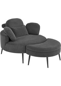 Loveseat OTTO HOME "Riko Sessel, B: 110 cm, Sitzh&ouml;he: 44 cm", grau (dunkelgrau), B:110cm H:84cm T:110cm, 95%Polyester, 5%Polyamide, Sessel, Loveseat, XXL- Sessel, mit Stauraumhocker, R&uuml;ckenst&uuml;tze & 4 Zierkissen