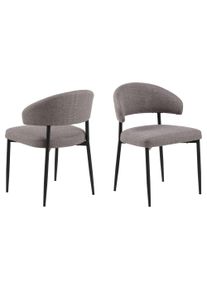 Esszimmerstuhl ACTONA GROUP "Edina 2er Set, Stoff - bequem & stilvoll, mehrere Farben, moderne", braun (graubraun), B:56cm H:77cm T:55cm, 100% Polyester, St&uuml;hle, Esszimmerstuhl, Gepolstert, weicher Bezug & hoher Sitzkomfort, schwarze Stahlbeine