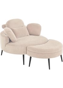 Loveseat OTTO HOME "Riko Sessel, B: 110 cm, Sitzh&ouml;he: 44 cm", beige (creme), B:110cm H:84cm T:110cm, 95%Polyester, 5%Polyamide, Sessel, Loveseat, XXL- Sessel, mit Stauraumhocker, R&uuml;ckenst&uuml;tze & 4 Zierkissen