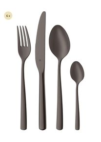Besteck-Set WMF "Boston in edler Optik, ergonomische Haptik, Messer mit Wellenschliff", schwarz passion, 24 tlg., Cromargan Edelstahl Rostfrei 18/10, Essbesteck-Sets, Besteck-Set, optimale Sch&auml;rfe, rostfrei, edel, hochwertiger Besteckkasten