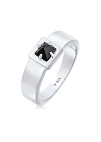 Siegelring Kuzzoi "Ring Herren Bandring Onyx Pyramide 925 Silber" Gr. 66, silber, Fingerringe, Herren, 66, ohne Stein, Silber 925 (Sterlingsilber), 8mm, Siegelring