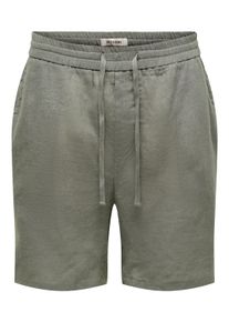 Only & Sons Shorts ONLY & SONS "ONSLAURENCE LINEN BLEND SHORTS NOOS", Herren, Gr. S, N-Gr, castor gray, Web, Obermaterial: 55% Leinen, 45% Viskose, unifarben, regular fit kniefrei, Hosen Shorts, Viskosemischung, regular fit