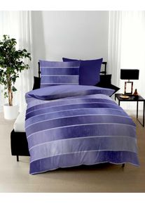 Wendebettw&auml;sche Kaeppel "TIMELESS 100% Baumwolle", lila (violett), B/L: 135cm x 200cm, 1 Stk., 1 Stk., Feinbiber, B/L: 80cm x 80cm, 2 Stk., Feinbiber, Obermaterial: 100% Baumwolle, Bettw&auml;sche, Wendebettw&auml;sche, mit breiten Streifen, Wendeoptik, Markenrei&szlig;verschluss